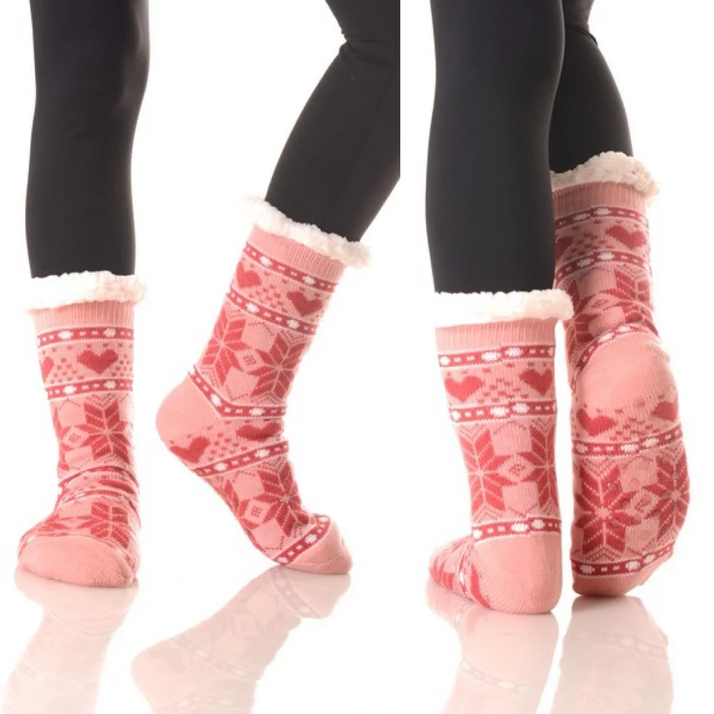 NWT Yelete Pink and Red Slipper Socks